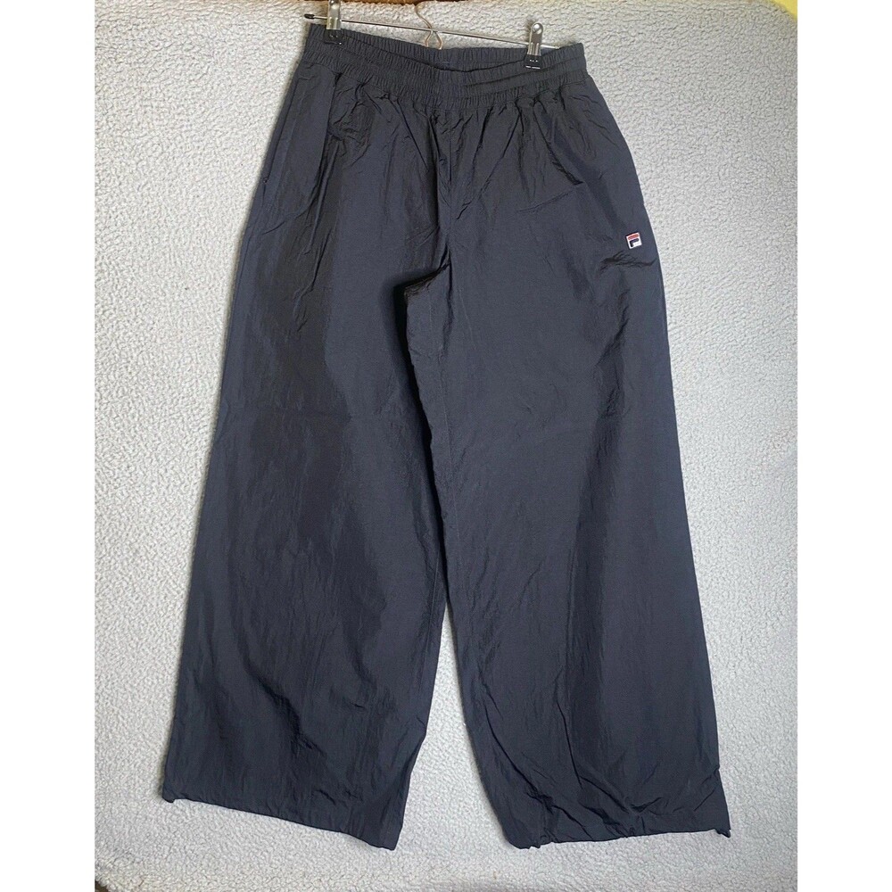Fila X Hailey Bieber Sweatpants Womens Small Black Crinkle Windbreaker NWOT